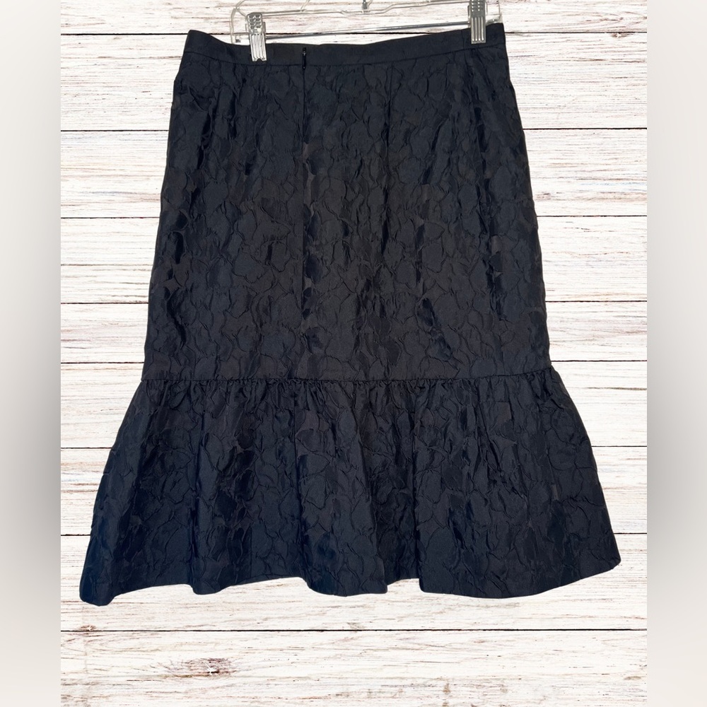 Akris punto Knee length black floral ruffle skirt